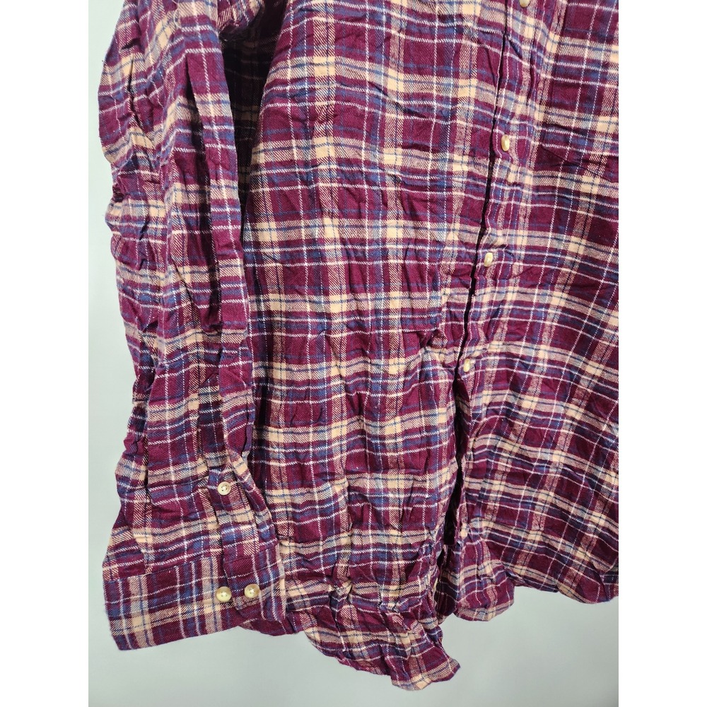 ANDHURST Mens Plaid Flannel Button Up Shirt Long Sleeve Cotton Top L‎ - Picture 4 of 6